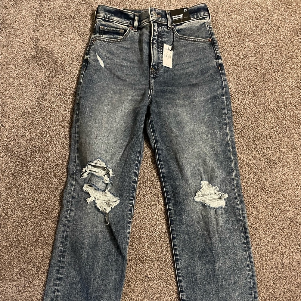 Express High Waist Raw Hem Jeans